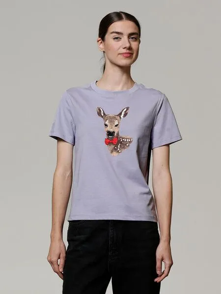 watapparel watapparel T-Shirt Frauen Rehkitz, Lavender, – Produktbild 2 von 4