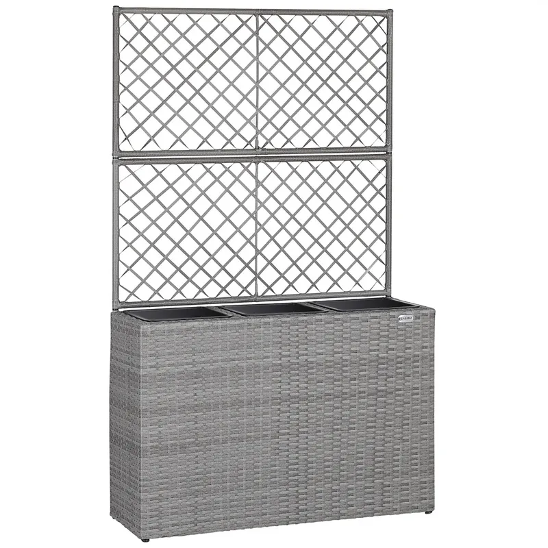 Casaria® Casaria Casaria Polyrattan Blumenkasten mit Rankgitter Grau – Produktbild 1 von 1