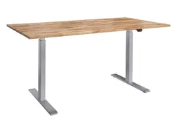 Memo memo Höhenverstellbarer Schreibtisch "ON" grau, Eiche massiv, B 100 x T 60 cm – Produktbild 1 von 1