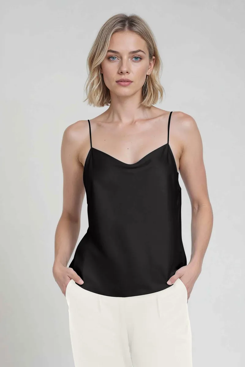 Neu Nomads Neu Nomads Damen vegan Top Camisole Cowl Neck Schwarz, Schwarz, – Produktbild 1 von 1