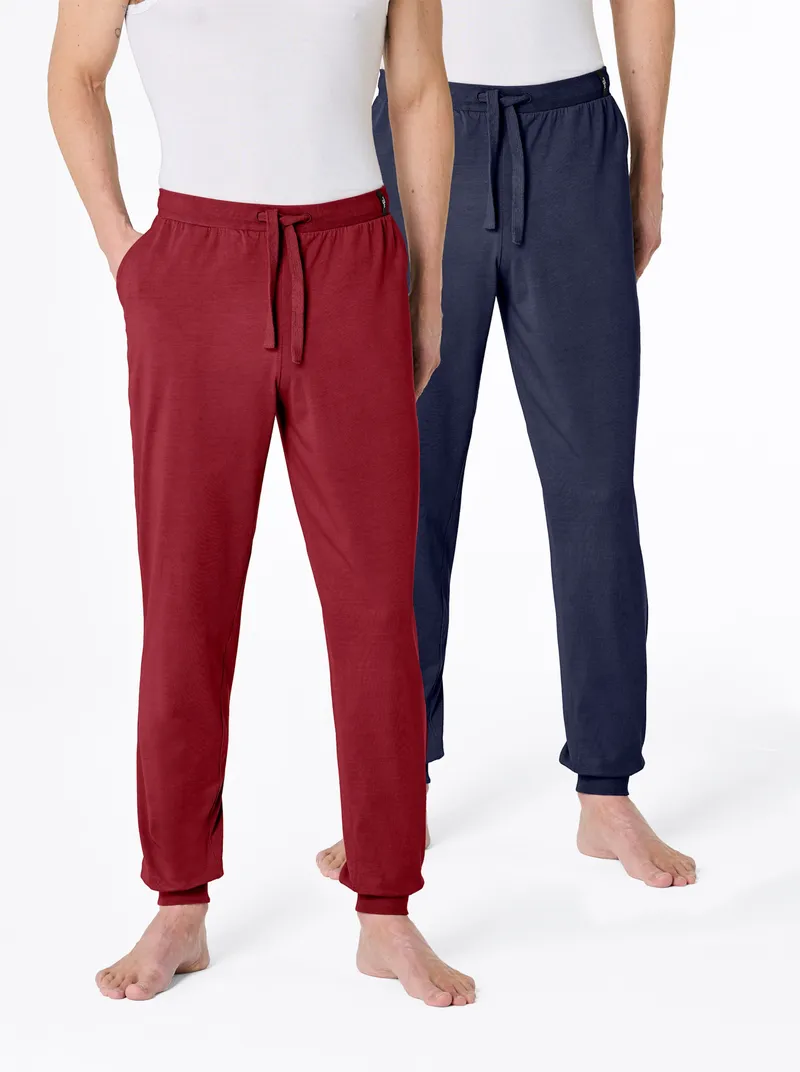 wäschepur men Hosen lang, Marine + dunkelrot, – Produktbild 2 von 3