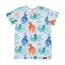 Walkiddy Baby T-Shirt – Weiß mit Oktopusmotiv, Kurzarm, weich & bequem | von Walkiddy – Produktbild 1 von 1