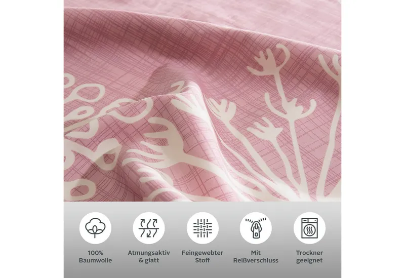 OTTO home Bettwäsche SOUCY in vier Qualitäten erhältlich, Leinenstruktur, Satin, 2 teilig, 100% Baumwolle, auch PREMIUM Qualitäten Renforcé-Tencel & Satin TC300, Rosa, – Produktbild 1 von 6