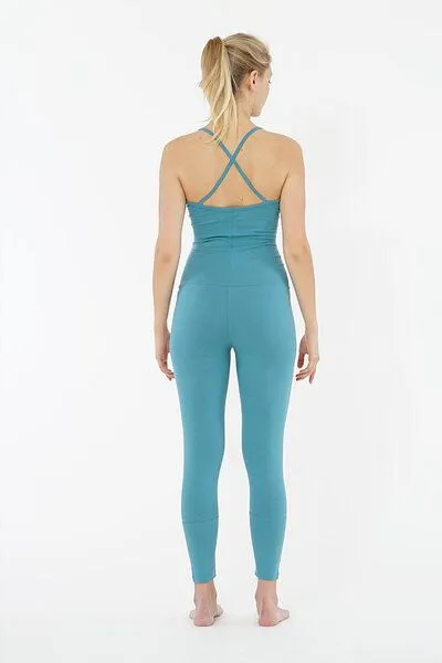YOIQI YOIQI Yoga Einteiler Jumpsuit aus biologischer Baumwolle, Cyan(petrol), – Produktbild 3 von 3