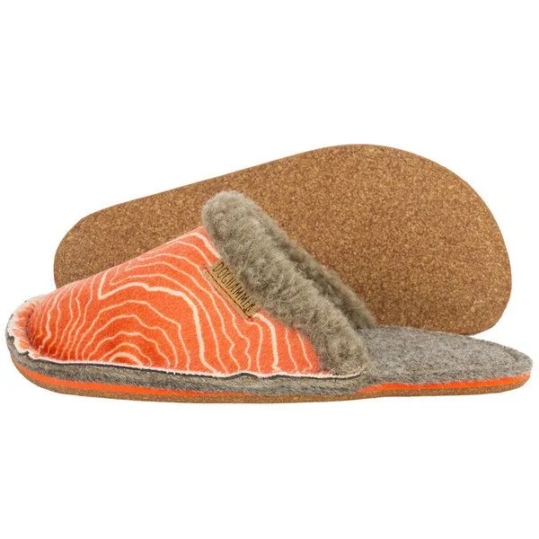 Doghammer Doghammer Upcycling Hausschuh Damen und Herren - Hütte-zua mit Skifell, Orange, – Produktbild 3 von 4