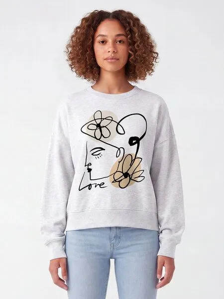 watapparel watapparel Sweatshirt Frauen Self love, Cool heather grey, – Produktbild 4 von 5