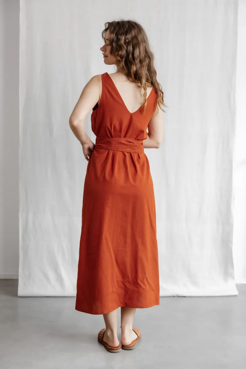 Jyoti - Fair Works Jyoti - Fair Works Damen vegan Kleid Agnila Terrakotta, Dunkelorange, – Produktbild 2 von 2