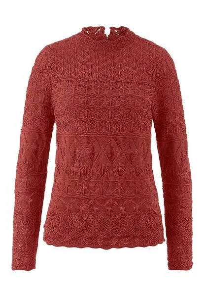 hessnatur hessnatur Strick Pullover Regular aus reiner Bio-Baumwolle, Terrakotta, – Produktbild 3 von 4
