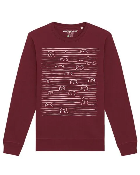 watapparel watapparel Sweatshirt Unisex Doodle Dogs, Burgundy, – Produktbild 1 von 3