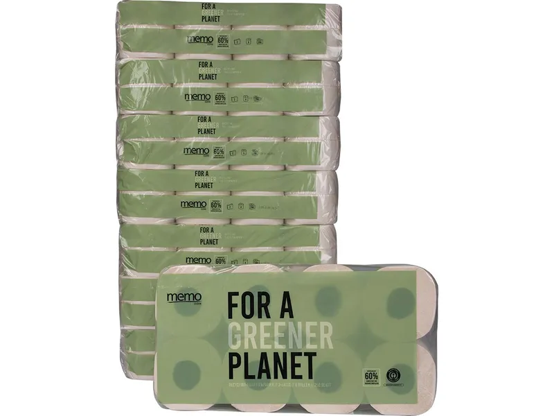 Memo memo Toilettenpapier 2-lagig, 8 x 8 Rollen 9,5 x 12 cm – Produktbild 1 von 1