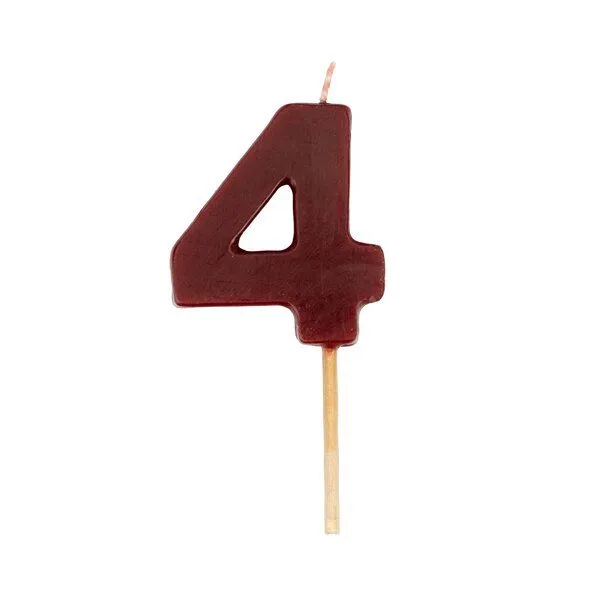 El Puente El Puente Zahlenkerze "4" | Fair Trade & Handmade aus Indien, Rot, – Produktbild 1 von 1