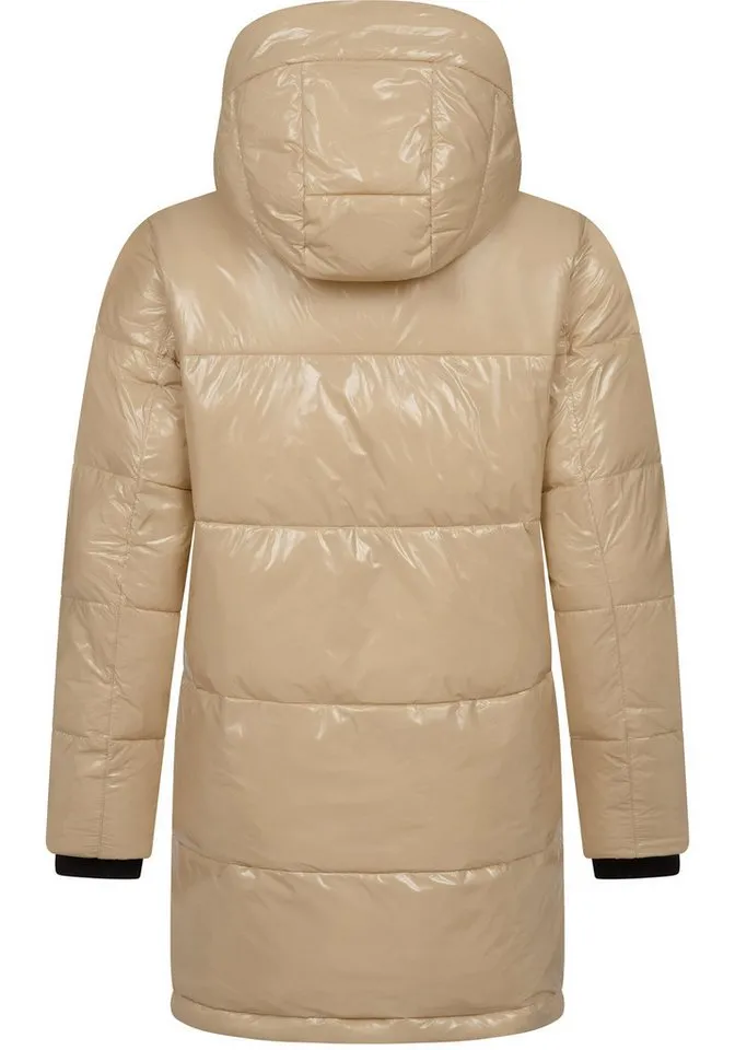 ragwear ragwear Wintermantel Roobie Long super stylischer, gänzender Damen Steppmantel, Braun, – Produktbild 3 von 4