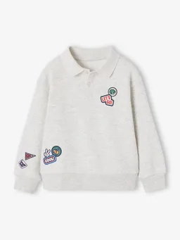 Vertbaudet Jungen Sweatshirt mit Polokragen und Aufnäher – Produktbild 1 von 1