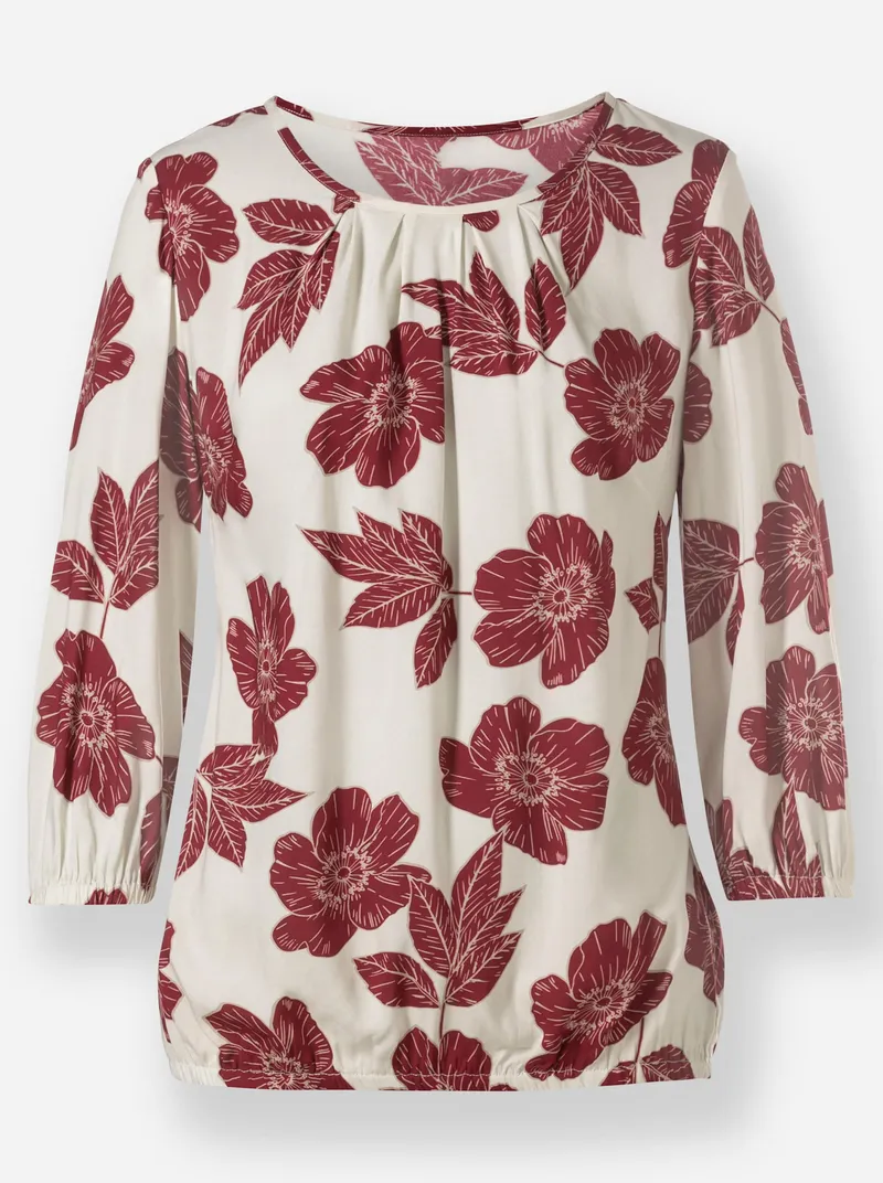 Witt Druckbluse champagner-dunkelrot-bedruckt, Champagner-dunkelrot-bedruckt, – Produktbild 1 von 2