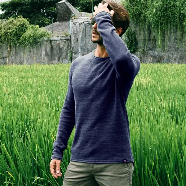 The Driftwood Tales The Driftwood Tales Basic-Strickpullover - Herren Pullover - Driftwood Tales - aus Bio-Baumwolle, Marin blau, – Produktbild 1 von 4