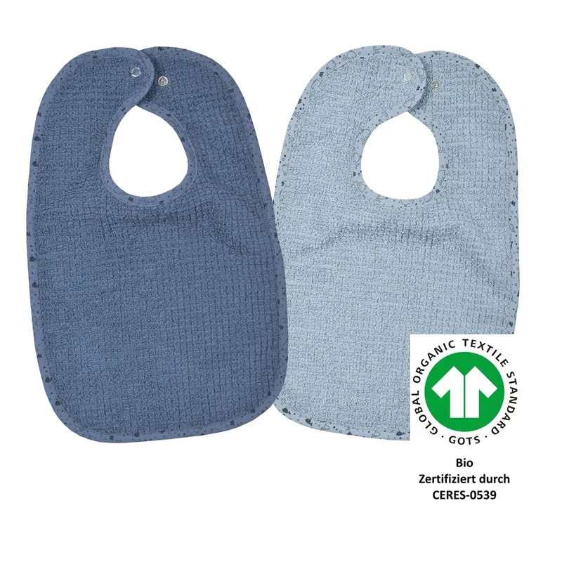 Wörner Wörner 2er-Pack Lätzchen mit Druckknopf 26x40 cm, Blau, – Produktbild 1 von 4