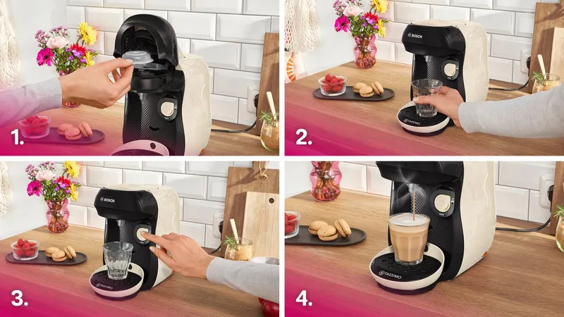Tassimo Tassimo Kapselmaschine happy friendly TAS107E, über 70 Getränke, platzsparend, geeignet für alle Tassen, Wassertank 0,7 L, Beige, – Produktbild 3 von 5