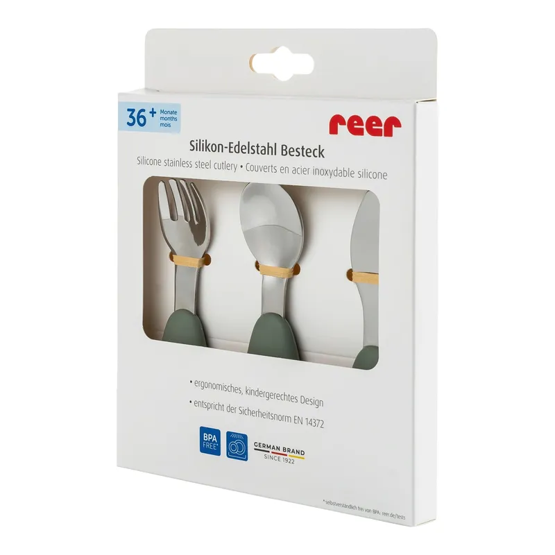 reer reer Silikon-Edelstahl Besteck 3-teilig Gabel, Löffel, Messer – Produktbild 1 von 5