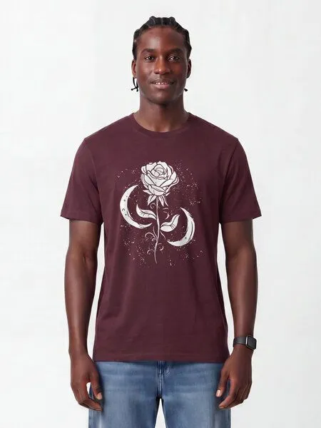 watapparel watapparel T-Shirt Unisex Rose und Mond, Red brown, – Produktbild 2 von 2