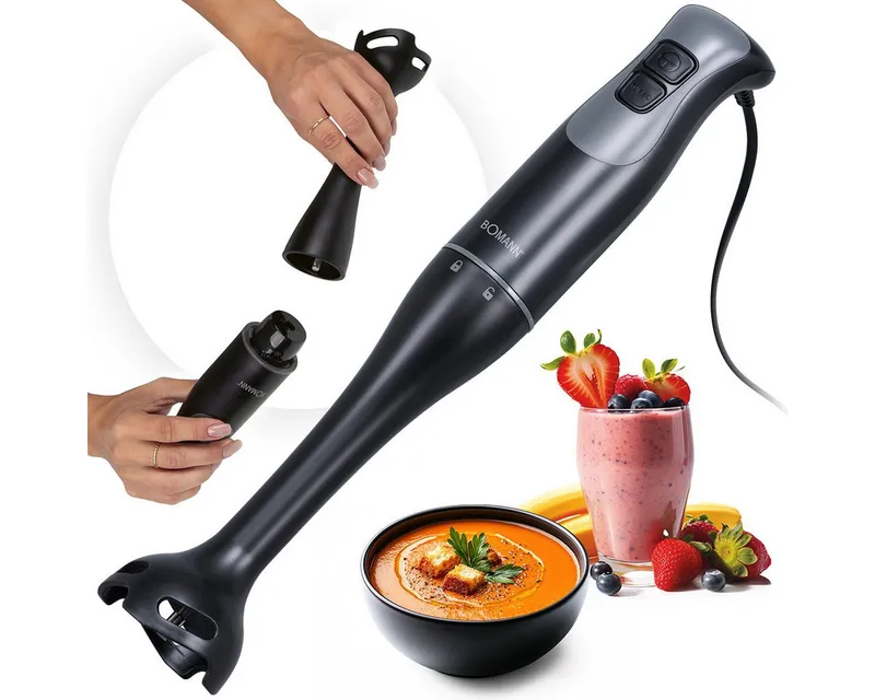 Bomann Bomann Stabmixer SM 6081 CB, Stabmixer für Smoothies und Shakes, Turbo-Mode, Schwarz, – Produktbild 1 von 5