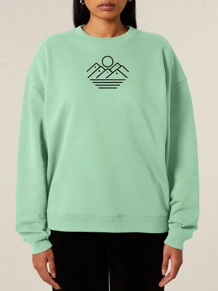 Human Family Human Family Bio Unisex oversize Sweatshirt - "Mountain Silhouette", Hellgrün, – Produktbild 1 von 3