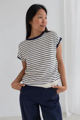 TWOTHIRDS TWOTHIRDS Damen vegan Hemd Marinella Kobalt Gestreift – Produktbild 1 von 1