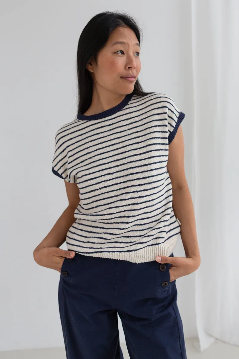 TWOTHIRDS TWOTHIRDS Damen vegan Hemd Marinella Kobalt Gestreift, Extra dunkelblau, – Produktbild 1 von 2