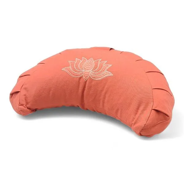 BAGHI BAGHI Meditationskissen Halbmond Lotus Bestickung - aus Bio-Baumwolle kbA Sitzhöhe 14 cm, Flamingo, – Produktbild 1 von 4