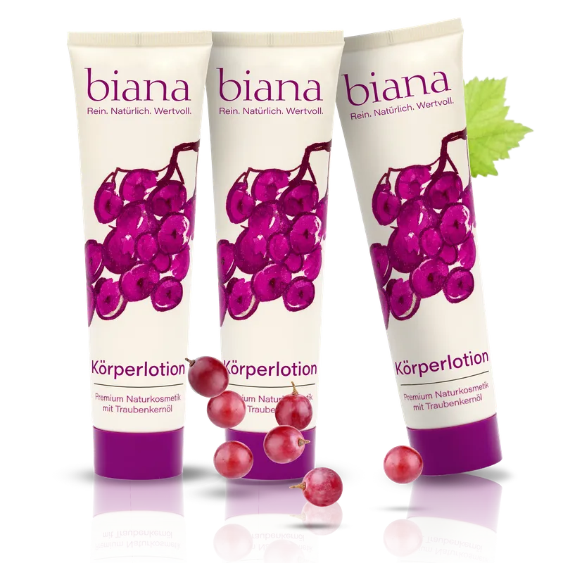 biana Körperlotion – Premium Naturkosmetik mit Traubenkernöl 2x100 ml – Produktbild 2 von 3