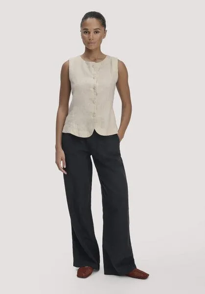 hessnatur hessnatur Hose Straight Leg Relaxed aus TENCEL Lyocell mit Leinen, Schwarz, – Produktbild 1 von 3