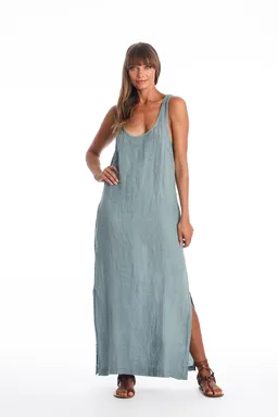 RAVENS VIEW IBIZA RAVENS VIEW IBIZA Damen vegan Leinenkleid Ariana Chinois Grün – Produktbild 1 von 1