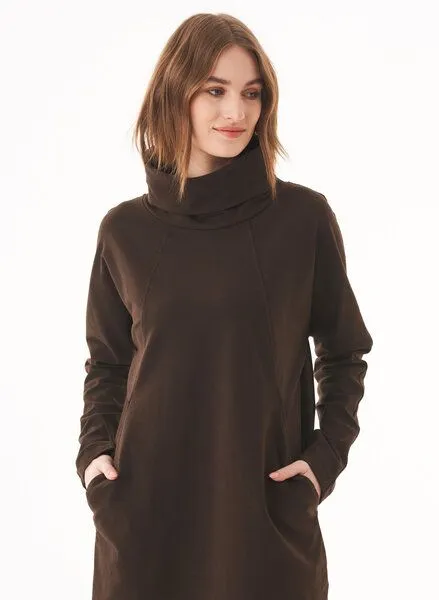 ORGANICATION ORGANICATION Sweatkleid aus Bio-Baumwolle mit Rollkragen, Braun(espresso), – Produktbild 4 von 4
