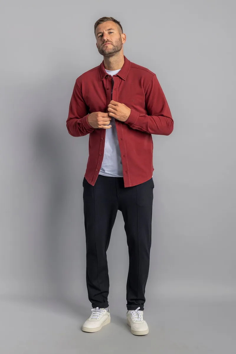 DIRTS DIRTS Herren vegan Jersey Hemd Royal Burgundy, Dunkelrot, – Produktbild 1 von 2