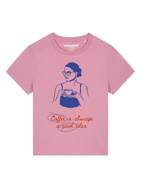 watapparel watapparel T-Shirt Frauen Coffee is a good idea, Bubble pink, – Produktbild 2 von 4