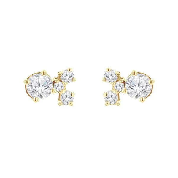 Eppi Eppi Silberne Cluster Ohrringe mit Moissaniten und Lab Grown Diamanten Kerrie, Gelb, – Produktbild 1 von 3