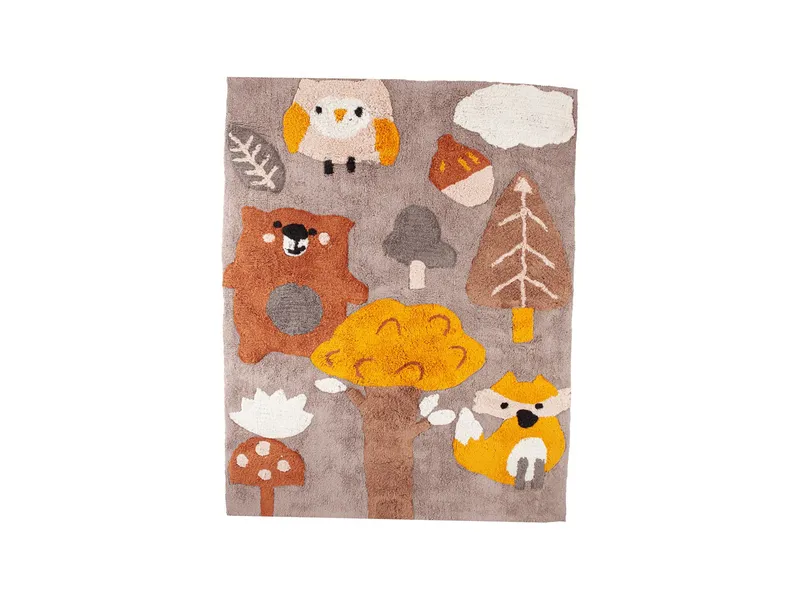 HANS NATUR HANS NATUR Kinderteppich Bio-Baumwolle "Waldtiere" Maße 100 x 130 cm, Braun, – Produktbild 1 von 2