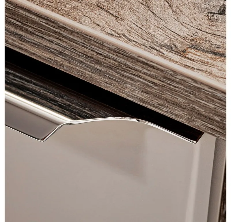 Lomadox Waschbeckenschrank PUEBLA-56-TAUPE taupe mit Vintage Oak 140,4/48,5/46 cm, Beige|braun, – Produktbild 4 von 4