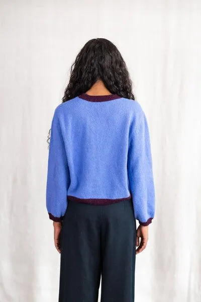 Jyoti - Fair Works Jyoti - Fair Works Baby-Alpaka Strickcardigan Sullana, Colorblock azur, – Produktbild 4 von 4