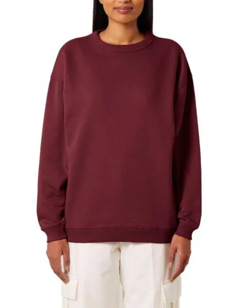 YTWOO YTWOO Modernes Oversized Damen Crewneck Sweatshirt aus 100% Biobaumwolle, Burgundy, – Produktbild 1 von 4