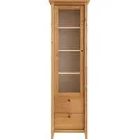 Vitrine "Solvita" mit Glastür, 2 SL, B 58 x T 40 x H 200 cm, Kiefer gelaugt – Produktbild 1 von 1