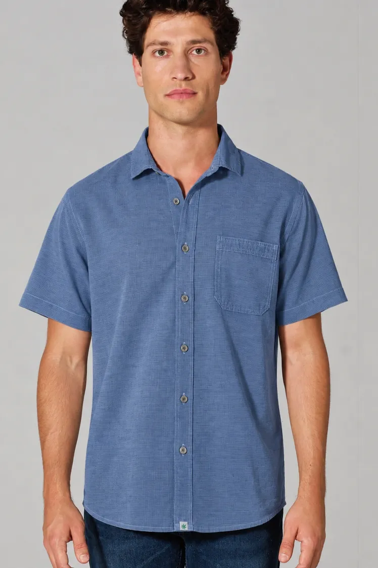 HempAge Hempage Herren vegan Kurzarm Shirt Blueberry, Blau, – Produktbild 3 von 4