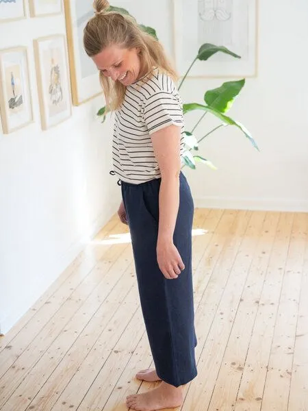 FUXBAU FUXBAU Frauen Leinenhose, Navy, – Produktbild 4 von 4