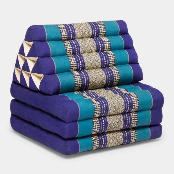 Der Lindwurm Der Lindwurm Thai Yogamatte- Dreieckskissen mit Kapokfüllung, Hellblau/blau, – Produktbild 2 von 2