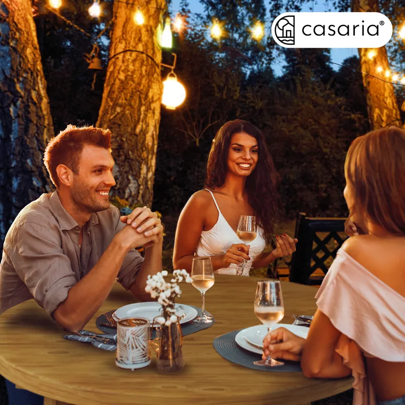 Casaria® Stehtisch klappbar platzsparend Massivholz Ø78cm 111cm stabiler Stand, Braun, – Produktbild 2 von 2