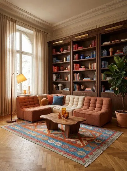 Rugtales Kelim Gashgai Orange „Rugtales“ aus Schurwolle, 129x179 cm, Orange, – Produktbild 2 von 4