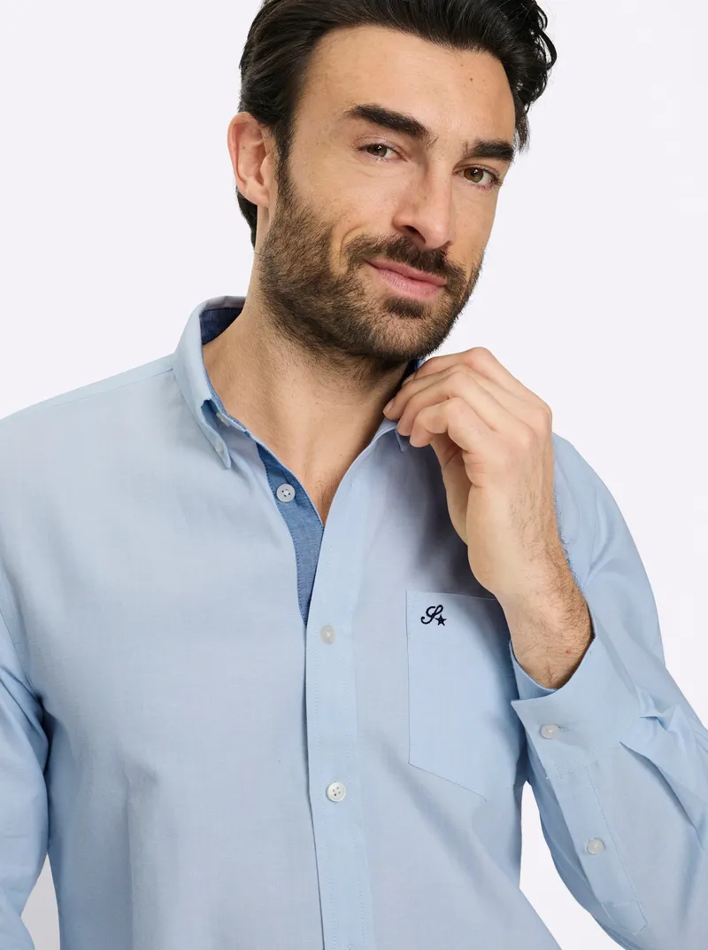 marco donati Langarmhemd hellblau-meliert, Hellblau-meliert, – Produktbild 2 von 2