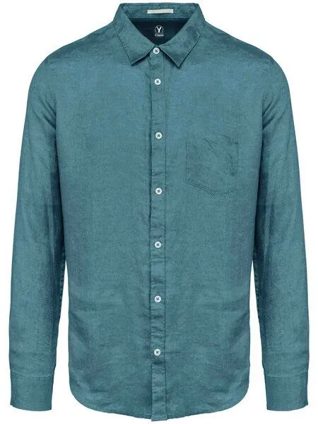 YTWOO YTWOO Leinenhemd für Herren aus 100% Leinen mit Kragen, Blau, – Produktbild 1 von 2