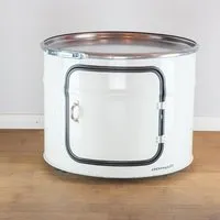 Lockengelöt Lockengelöt Bob Couchtisch aus einem Hamburger Ölfass, Weissschwarz, – Produktbild 3 von 6