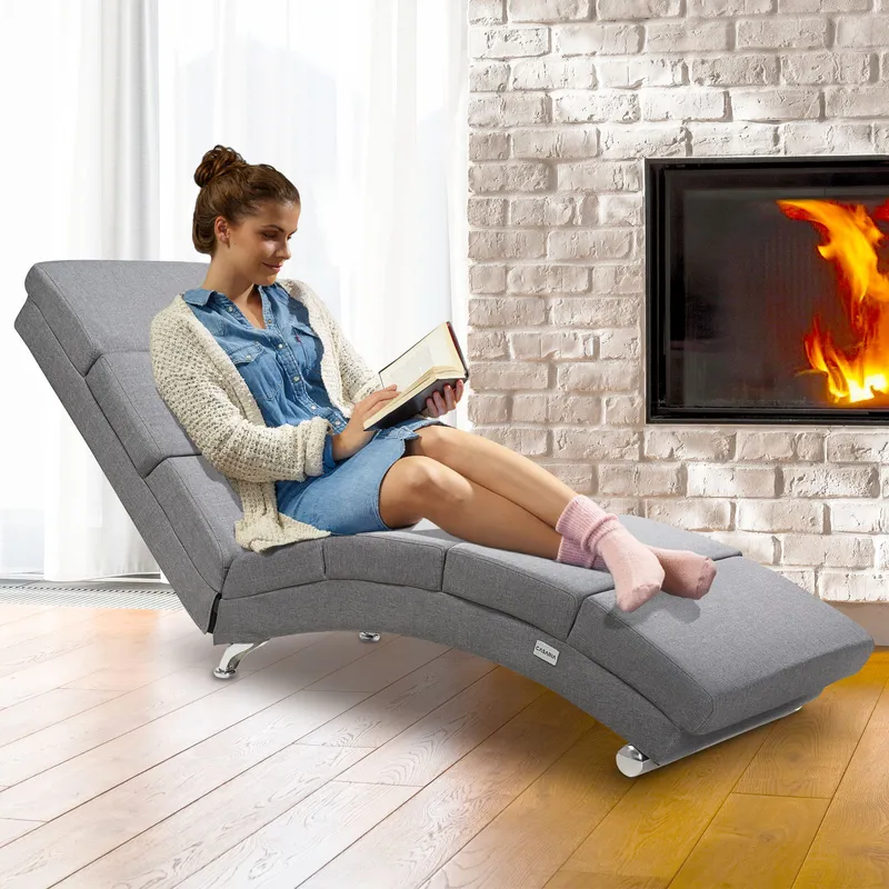 Casaria® Relaxliege London Grau Webstoff, Grau, – Produktbild 1 von 2