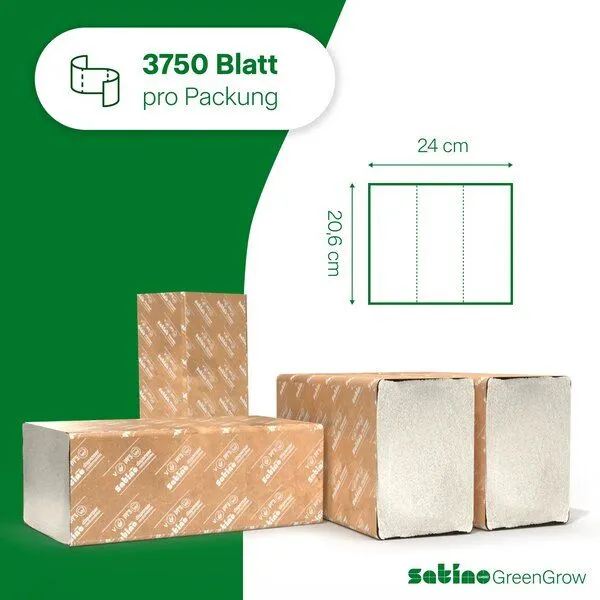 Satino by WEPA Satino by WEPA Satino GreenGrow Handtuchpapier Z-Falz - weich - ungebleicht - 20,6x24 – Produktbild 6 von 6